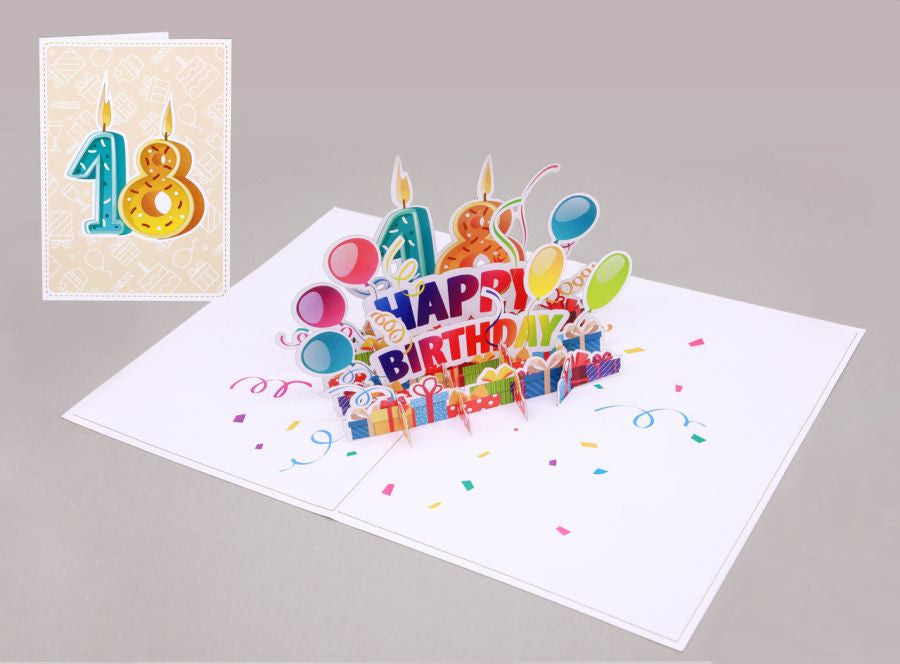 Biglietto KIRIGAMI  Pop Up di Origamo® 18 compleanno