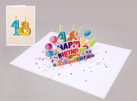 Biglietto KIRIGAMI  Pop Up di Origamo® 18 compleanno