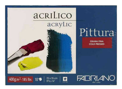 Blocco Acrilico Grana Fine 400gr 10 fogli Fabriano