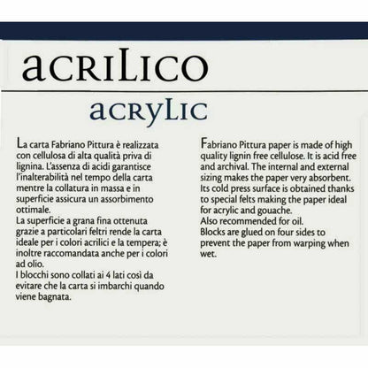 Blocco Acrilico Grana Fine 400gr 10 fogli Fabriano