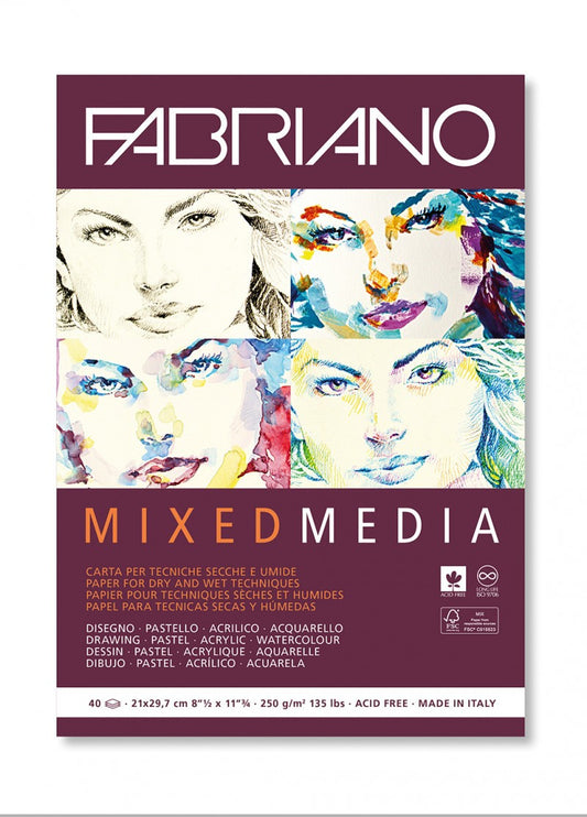 Blocco Mixed Media A5 250gr 40 fogli Fabriano
