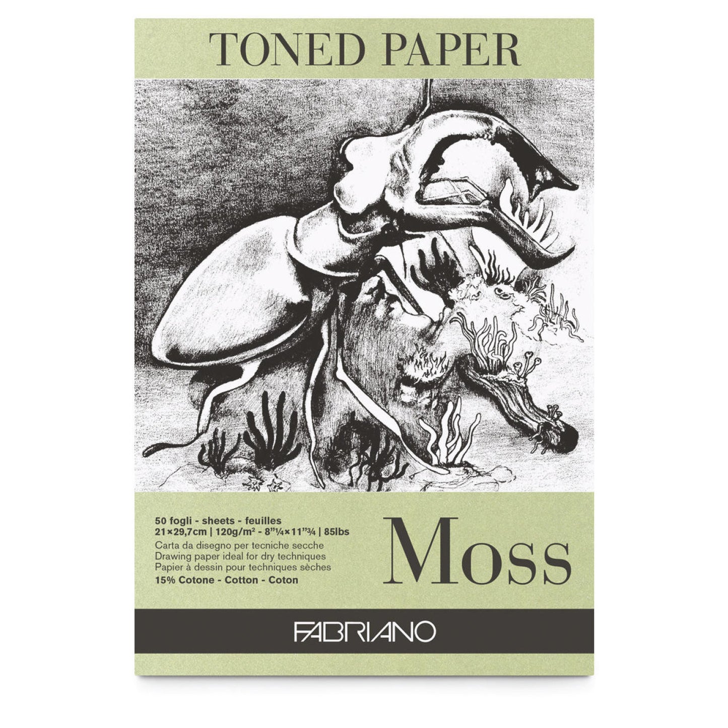 Blocco Schizzi Toned Paper Moss Grana Naturale 120gr 50 fogli Fabriano