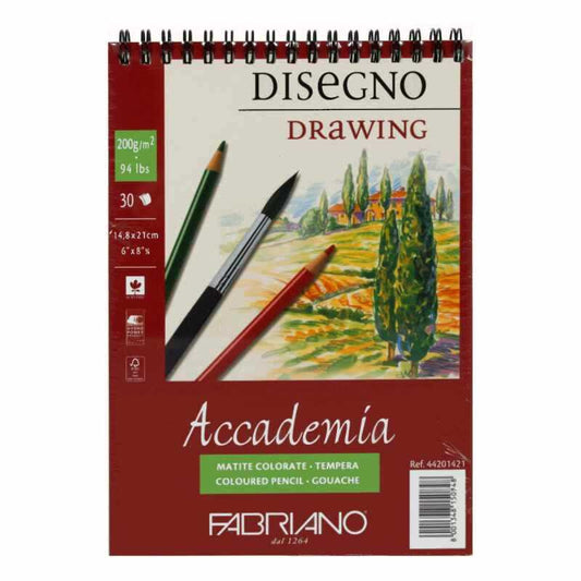 Blocco Disegno Accademia 30 fogli Spirale Grana Naturale 200gr Fabriano