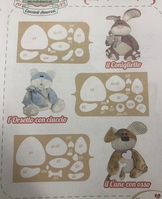 Cartamodello Stencil Creattiva Alfabeto Cuccioli Amorosi CRSTE-049