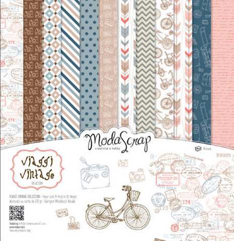 Carte blocco scrap VIAGGI VINTAGE 30x30 12 fg.