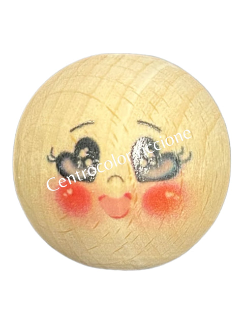 Faccina dipinta diam.3,5 legno