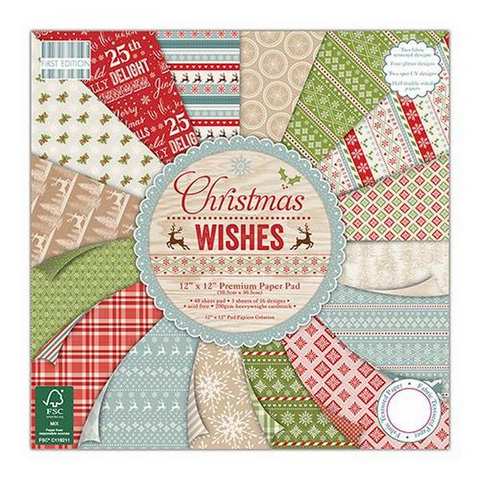 First Edition 12x12 FSC Paper Pad Christmas Wishes FEPAD098X15