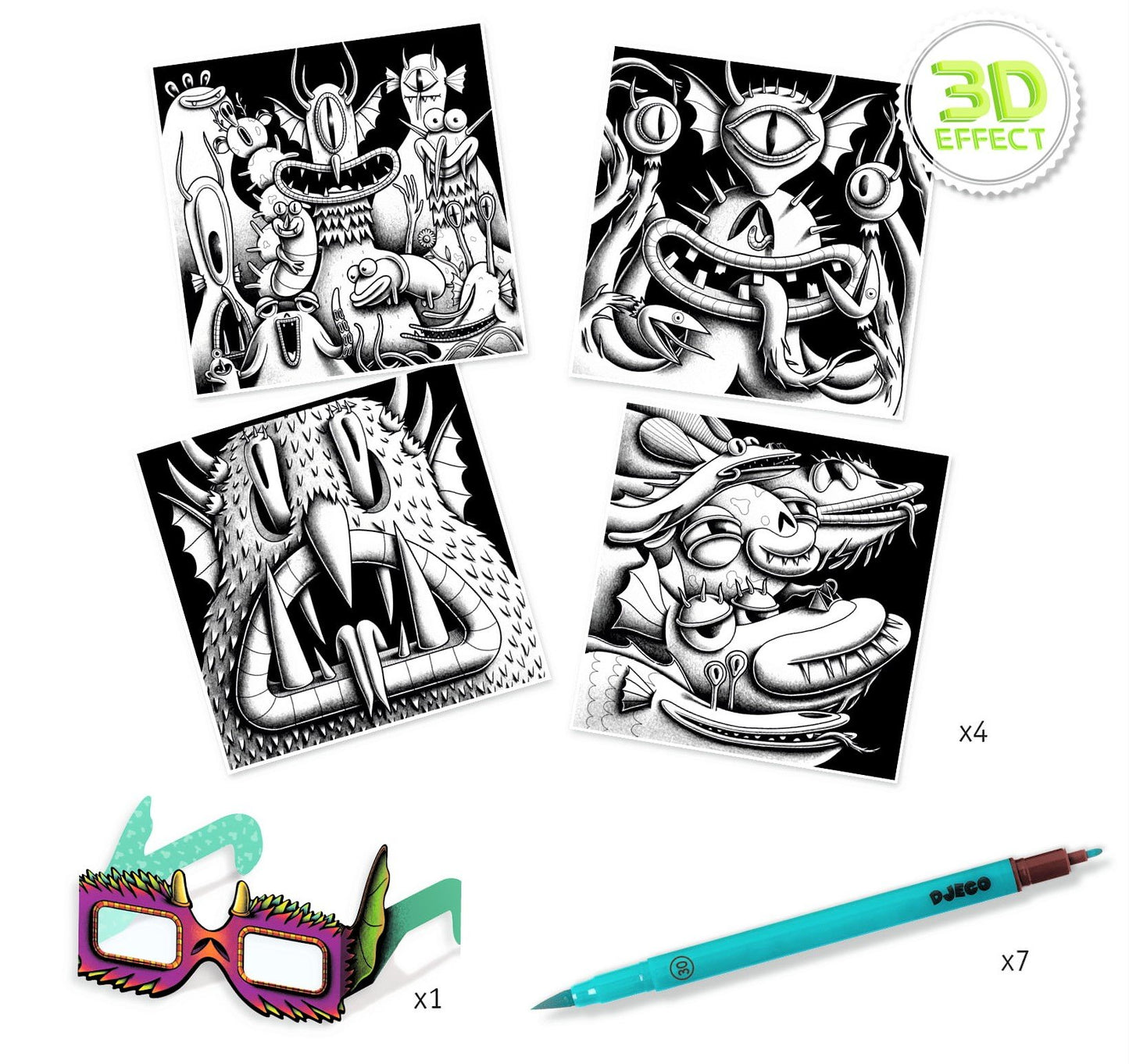 Gioco Djeco FEUTRES PINCEAUX DJ08651 Funny freaks