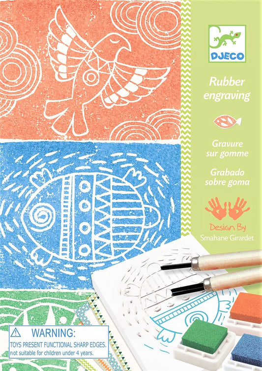 Gioco Djeco GRAVURE SUR GOMME DJ08614 Motifs amérindiens