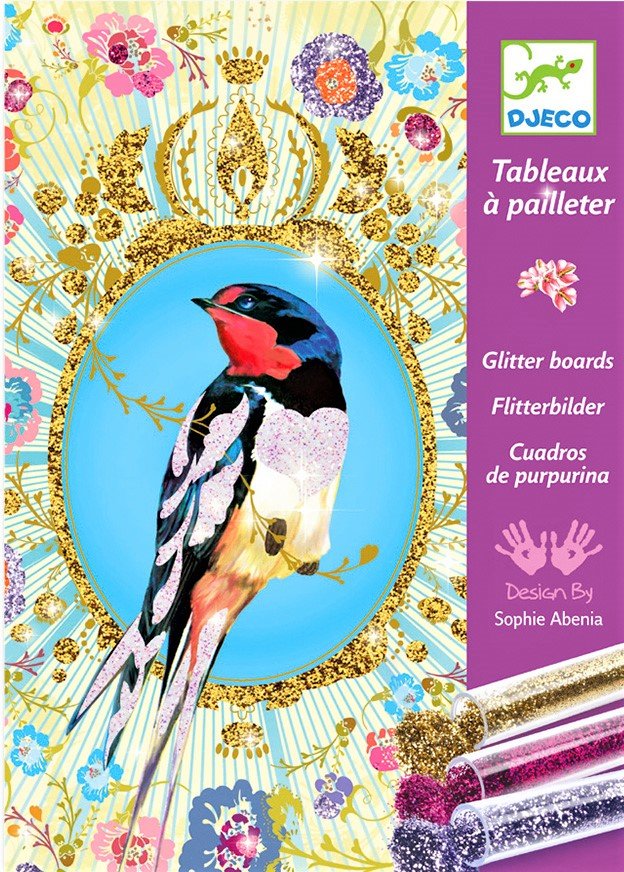 Gioco Djeco TABLEAUX À PAILLETER DJ09501 Oiseaux à paillettes