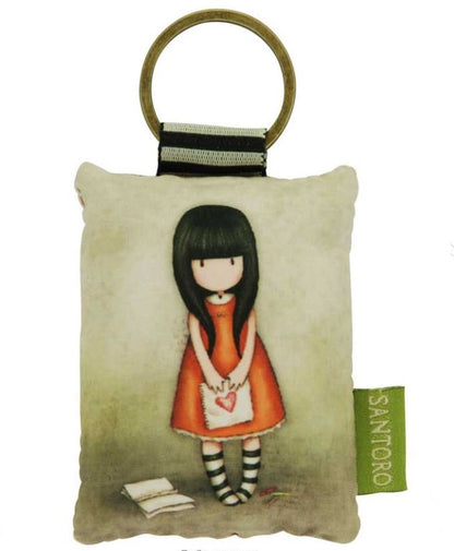Gorjuss Puffy Rectangular Key Ring - I gave you my heart 334GJ09