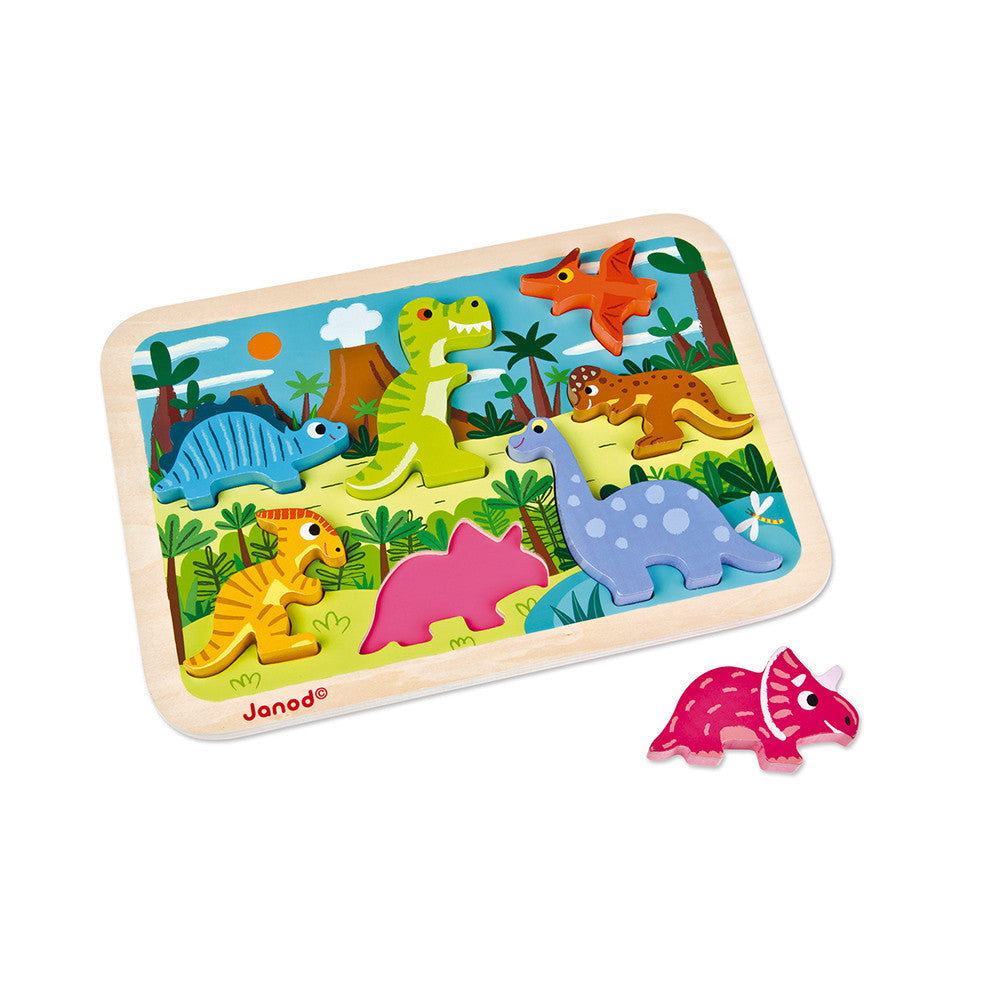 Janod Chunky Puzzle Dinosauri 7 Pezzi (Legno) 18 - 36 mesi 07054