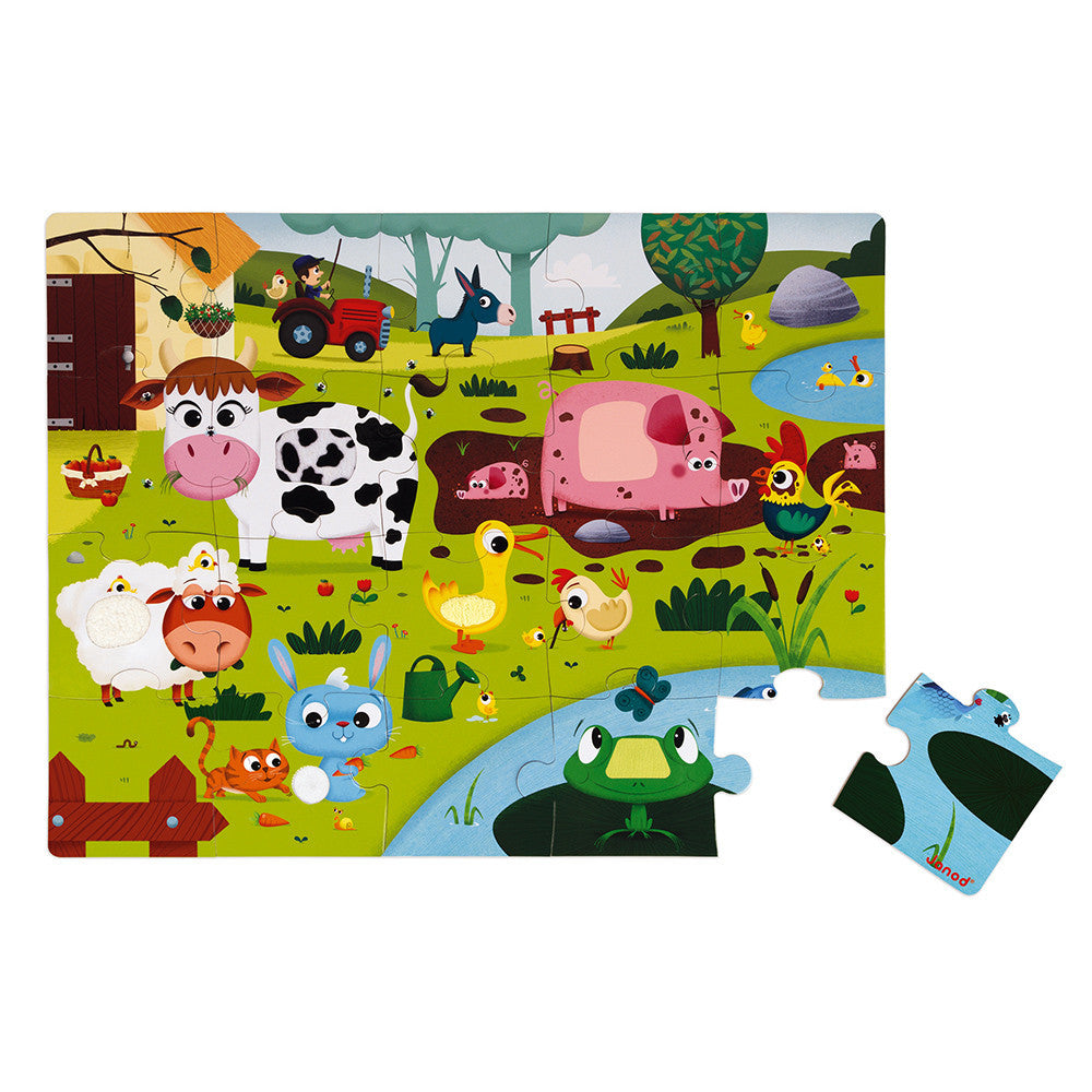 Janod Puzzle Tattile 20 pz. Gli animali della Fattoria 2-4 anni 02772