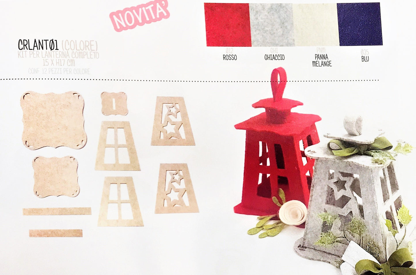 Kit per lanterna completo 15x17 cm Rosso CRLANT01 012