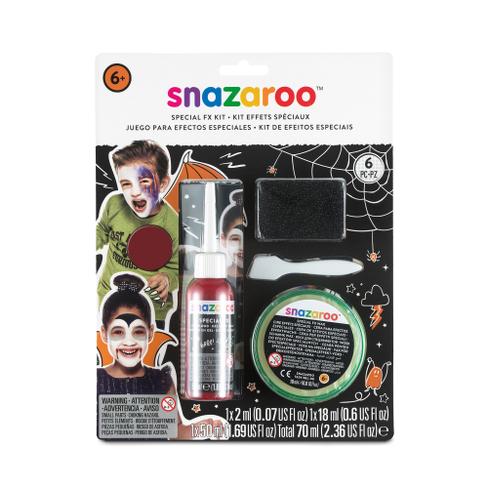 Kit snazaroo  effetti speciali: il kit contiene cera per effetti speciali e sangue finto in gel