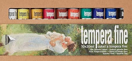 Maimeri Scatola In Catone Con 10 Tubi 20ml Colori Assortiti Linea Tempera Fine