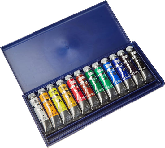 Maimeri Scatola In Plastica Con 12 Tubi 20Ml Colori Assortiti Linea Tempera Fine, multicolore, 20 ml (Confezione da 1)