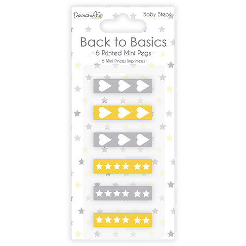 Mini mollette stampate Back to Basics Dovecraft DCWDN040