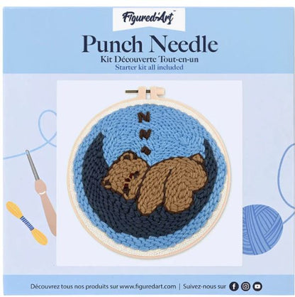 Punch needle orsetto che dorme sulla luna