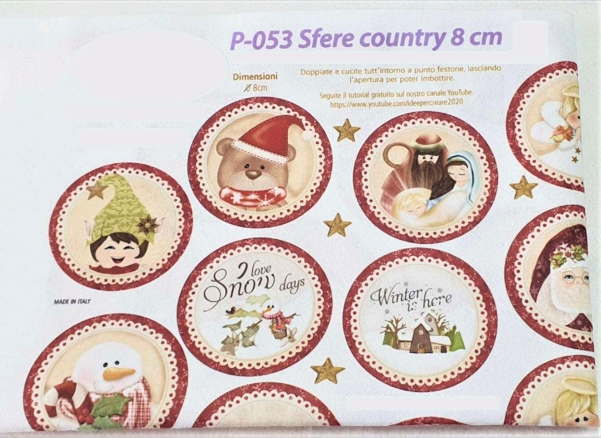 Pannello decorativo Sfere Country 8 cm P-053 Natale