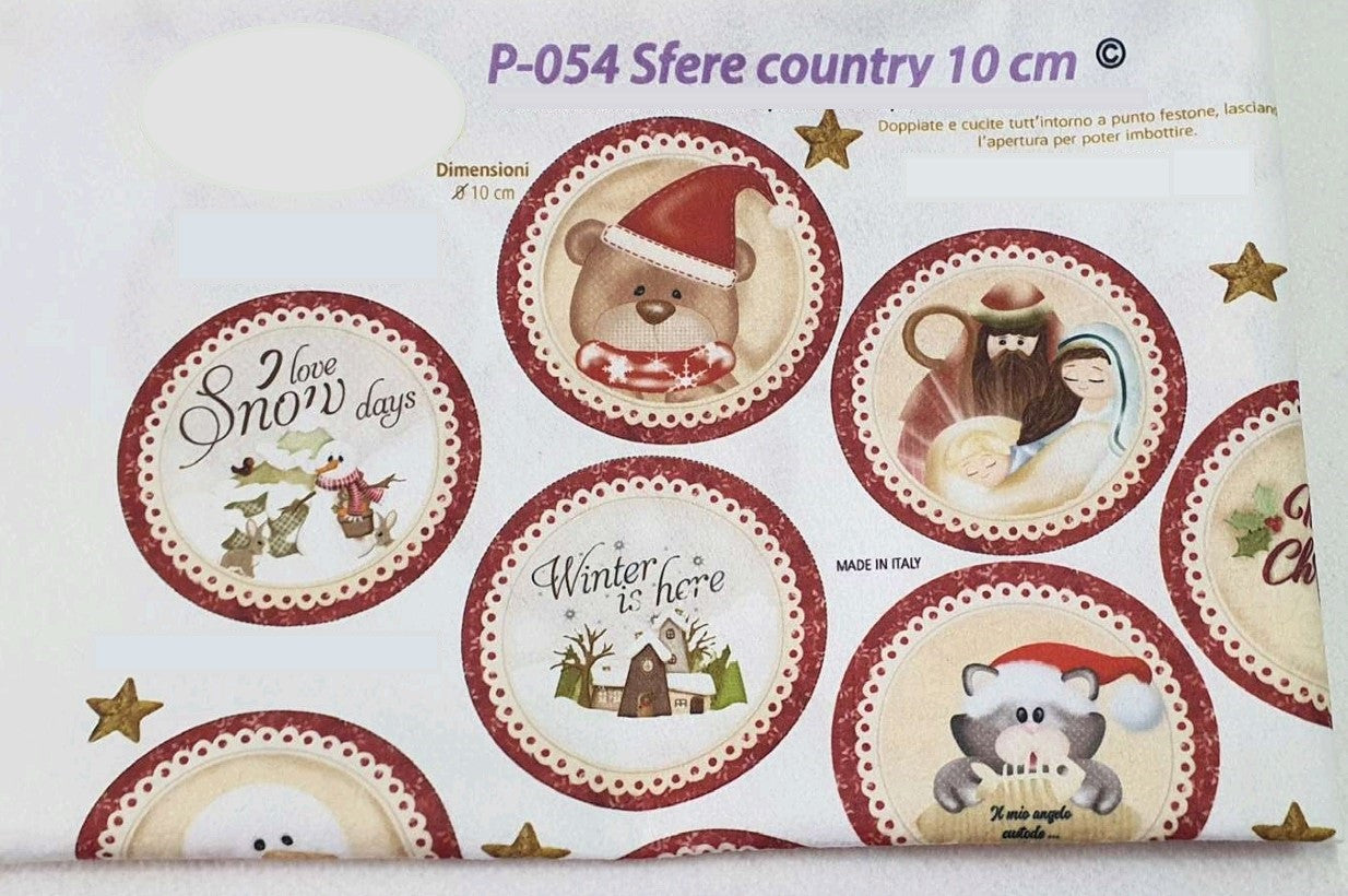 Pannello decorato Sfere Country 10 cm P-054 Natale