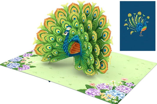 Biglietto KIRIGAMI  Pop Up di Origamo® Pavone