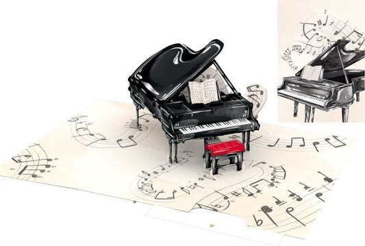 Biglietto KIRIGAMI  Pop Up di Origamo® Pianoforte