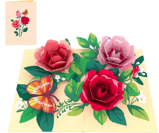 Biglietto KIRIGAMI  Pop Up di Origamo® rose