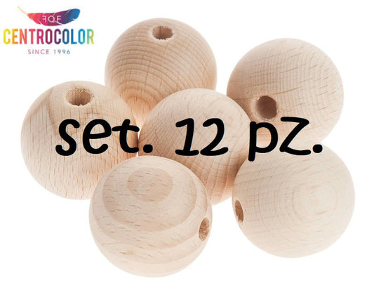 Set 12 palline sfere in legno 4 cm