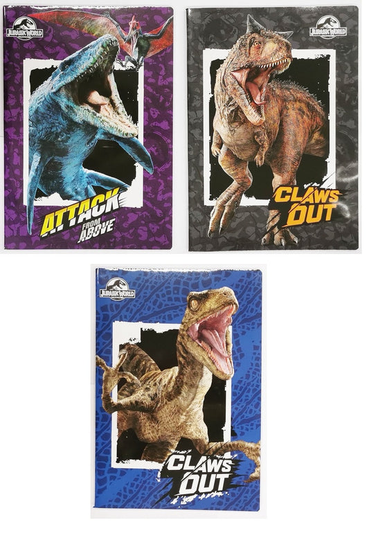 Set 3 Quaderni QUADRETTI 5 mm Jurassic World
