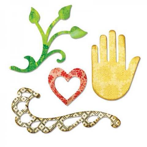 Sizzix Sizzlits Die - Flourish, Hand, Heart & Vine 658472
