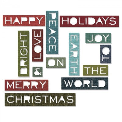Sizzix Thinlits Die Set 14PK - Holiday Words   661601