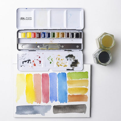 Winsor & Newton Professional Water Colour Customizable Travel Tin - 12 Mezzi Godet (Ex Black Box)