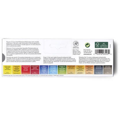 Winsor & Newton Professional Water Colour Customizable Travel Tin - 12 Mezzi Godet (Ex Black Box)